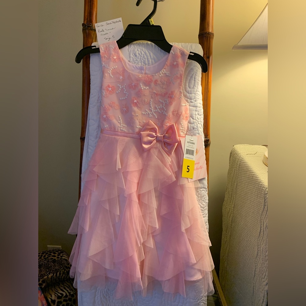 Girls - Jona Michelle - Beautiful Pink Tiered Chiffon Dress - New with Tags